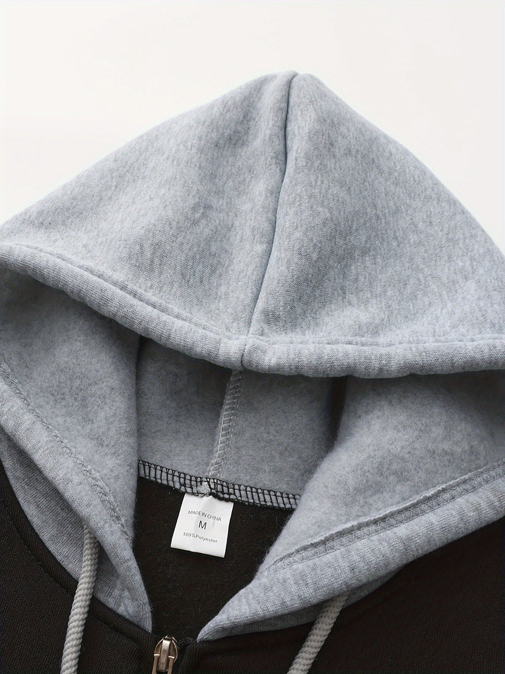 Zip-Up Hoodie Men's Color Block Black Brown Drawstring Kangaroo Pocket – Casual, Everyday, Gift