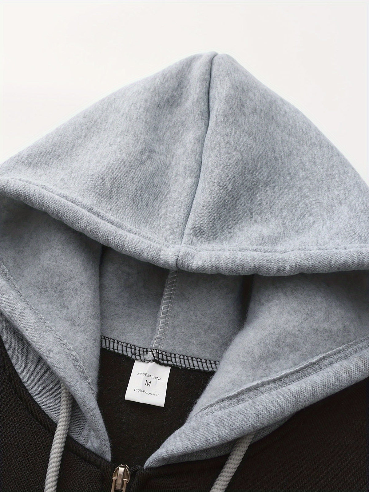 Zip-Up Hoodie Men's Color Block Black Brown Drawstring Kangaroo Pocket – Casual, Everyday, Gift