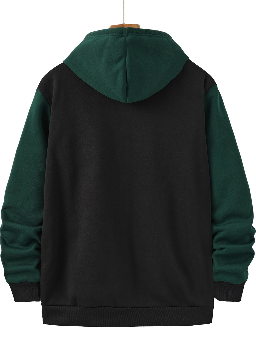 Zip-Up Hoodie Men's Color Block Black Brown Drawstring Kangaroo Pocket – Casual, Everyday, Gift