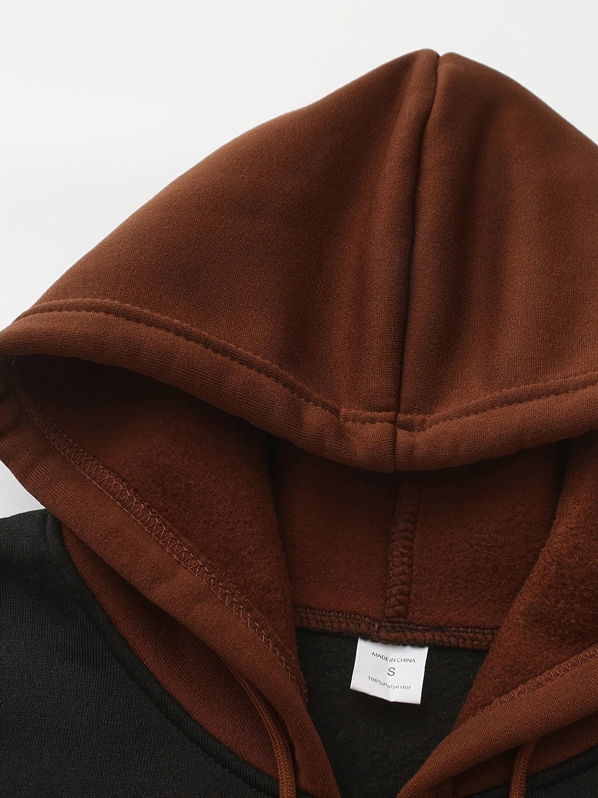 Zip-Up Hoodie Men's Color Block Black Brown Drawstring Kangaroo Pocket – Casual, Everyday, Gift