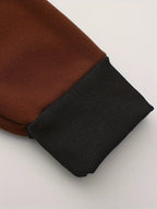 Zip-Up Hoodie Men's Color Block Black Brown Drawstring Kangaroo Pocket – Casual, Everyday, Gift