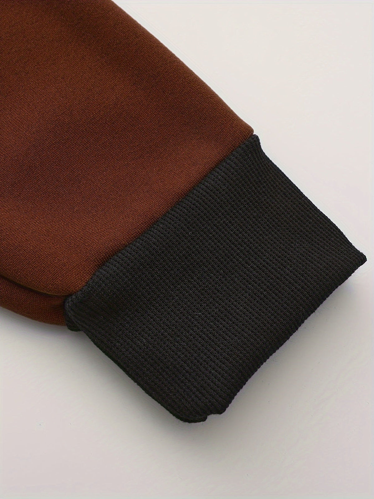 Zip-Up Hoodie Men's Color Block Black Brown Drawstring Kangaroo Pocket – Casual, Everyday, Gift
